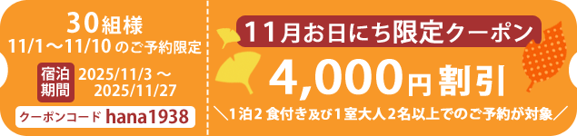 4000円引き11月限定クーポン