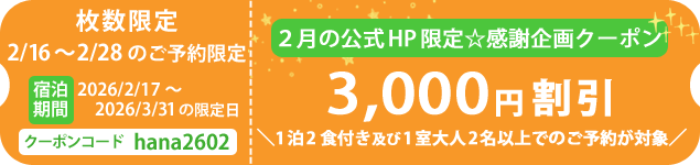 3000円引き2月限定クーポン