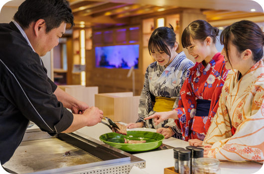 目の前調理・出来立て料理の感動
